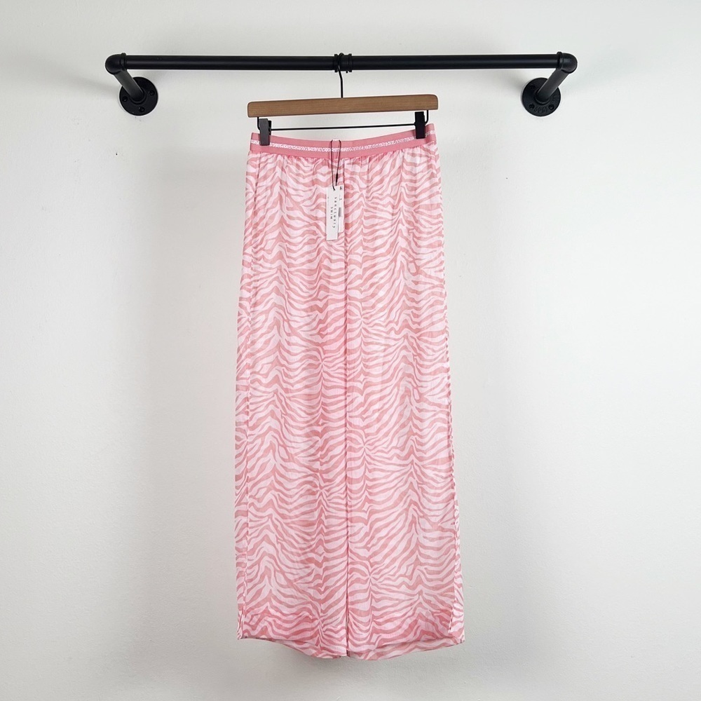 NWT Sanctuary Kitty Side Slit Peach Zebra Printed Coverup Pants - Picture 2 of 5